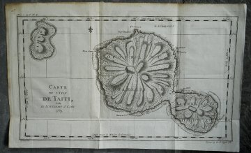 (Map of Tahiti) James Cook and Jacques Nicholas Bellin, Paris 1780