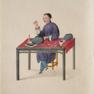 (Woman making stockings) After Pu Qua. Costume of China. London, [1799-1804] - 1821. Framed