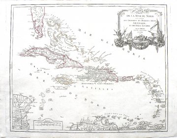 (Caribbean, West Indies) Robert de Vaugondy. Paris, 1757