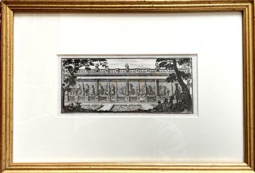 Classical Loggia with cherubs. Dutch/German c. late 17th century. Framed