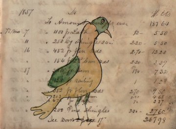 (Yellow and Green Dove) Watercolor and ink on paper