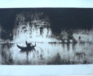 Sydney Mackenzie Litten. Night and the Salute Venice. Etching with drypoint