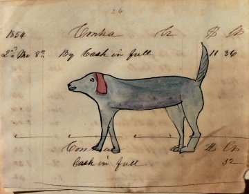 (Blue Dog) Watercolor and ink on paper