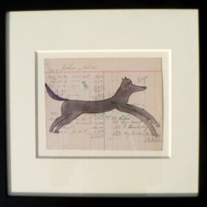 (Running Gray Fox) Watercolor and ink on paper