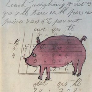 Pig. Watercolor and ink on paper