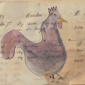 (Purple Rooster) Watercolor and ink on paper