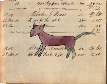 (Little Pink Dog) Watercolor and ink on paper