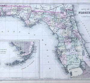 Mitchell, Samuel Augustus. County map of Florida (Florida Keys) Washington, Wm. M. Bradley & Bro. [1887]- 1890