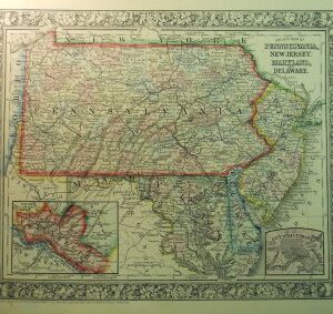 (Pennsylvania, New Jersey, Delaware, Maryland) S. Augustus Mitchell. Philadelphia 1860.