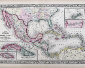 S. Augustus Mitchell (Carribean, Mexico, Central America) New General Atlas. Philadelphia [1860]-1864