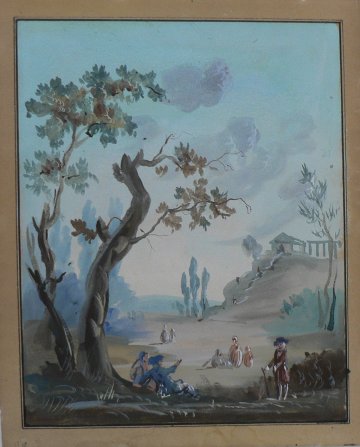 attr. Moreau. (Idylls) Watercolor and gouache. ca. 1780