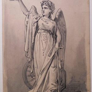 Eligio Pintore (Prosperity - New Year) Original pen and ink drawing. Italian, 1844