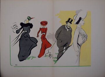 Sem (Fashionable Ladies at the Races) Paris, 1903. Framed