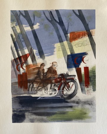 (Motorcycle) Milivoj Uzelac. Paris 1932. Framed