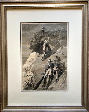 after Winslow Homer (Raid on Sand Swallow Colony) New York: Harpers Weekly, August 23, 1873. Framed