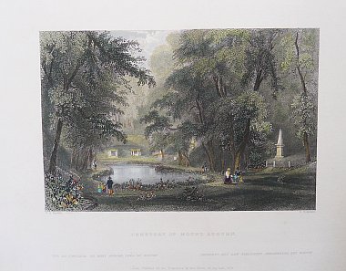 (Boston - Mt. Auburn Cemetery) American Scenery, London 1839
