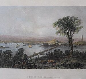 (Boston and Bunker Hill) William Bartlett, American Scenery, London 1839