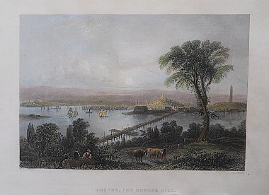 (Boston and Bunker Hill) William Bartlett, American Scenery, London 1839
