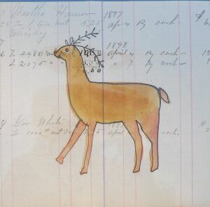 Deer or reindeer. Watercolor and ink on paper