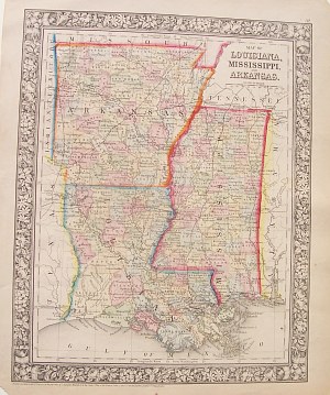Mitchell, S.A. ...Louisiana,Mississippi,Arkansas Universal Atlas Phila:1866.