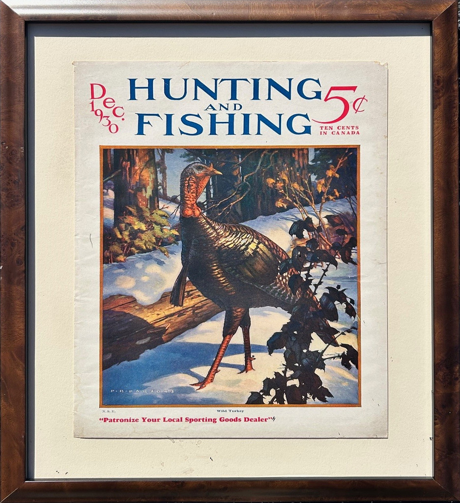 large turkey against a snowy background in the woods