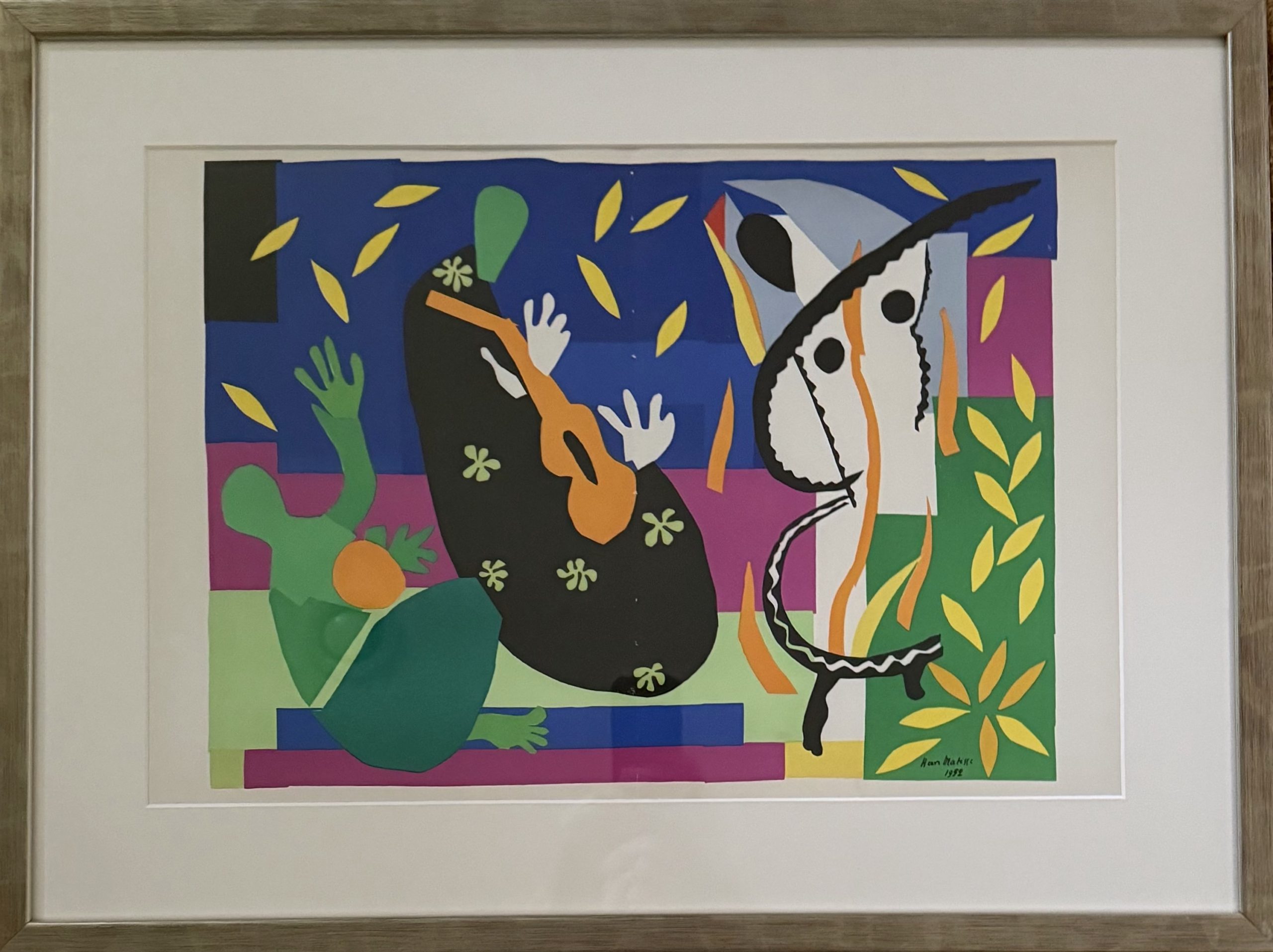 Matisse, Henri (Tristesse de Roi, "Sorrow of the King") Verve. Paris, 1958. Framed