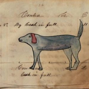 (Blue Dog) Watercolor and ink on paper