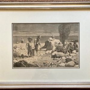after Winslow Homer (Seaside sketches - Clam Bake) New York: Harpers Weekly, September 27, 1873. Framed